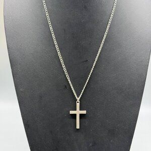 Pewter Cross Necklace Silver-Tone Chain
